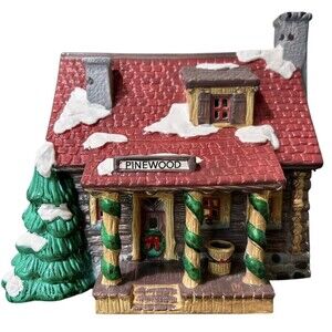 Dept 56 Snow Village Pinewood Log Cabin 1989 Lighted #5150-0 w/Orig Box & Cord